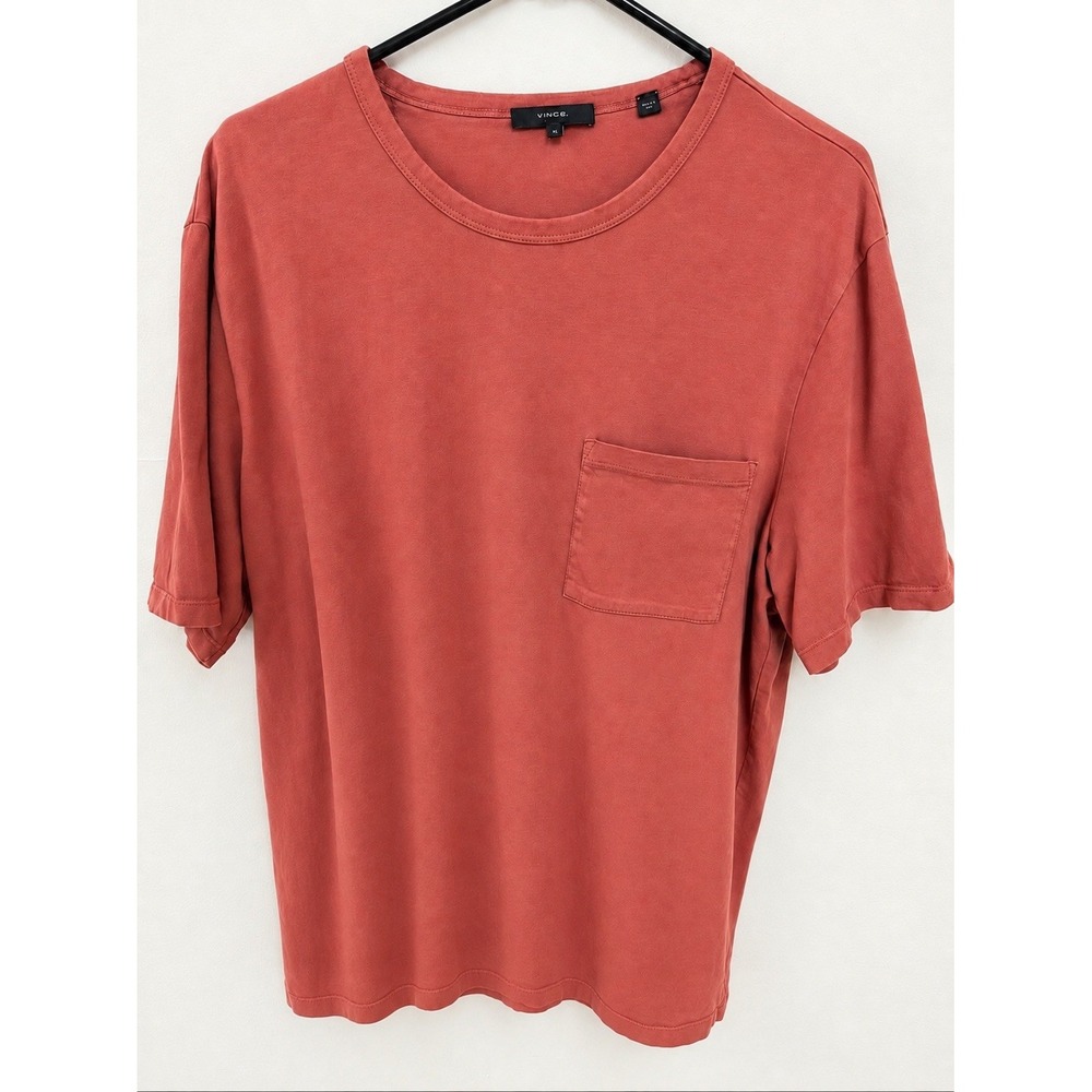 Vince Men's XL 100% Cotton Pocket T-Shirt Coral Red Short Sleeve